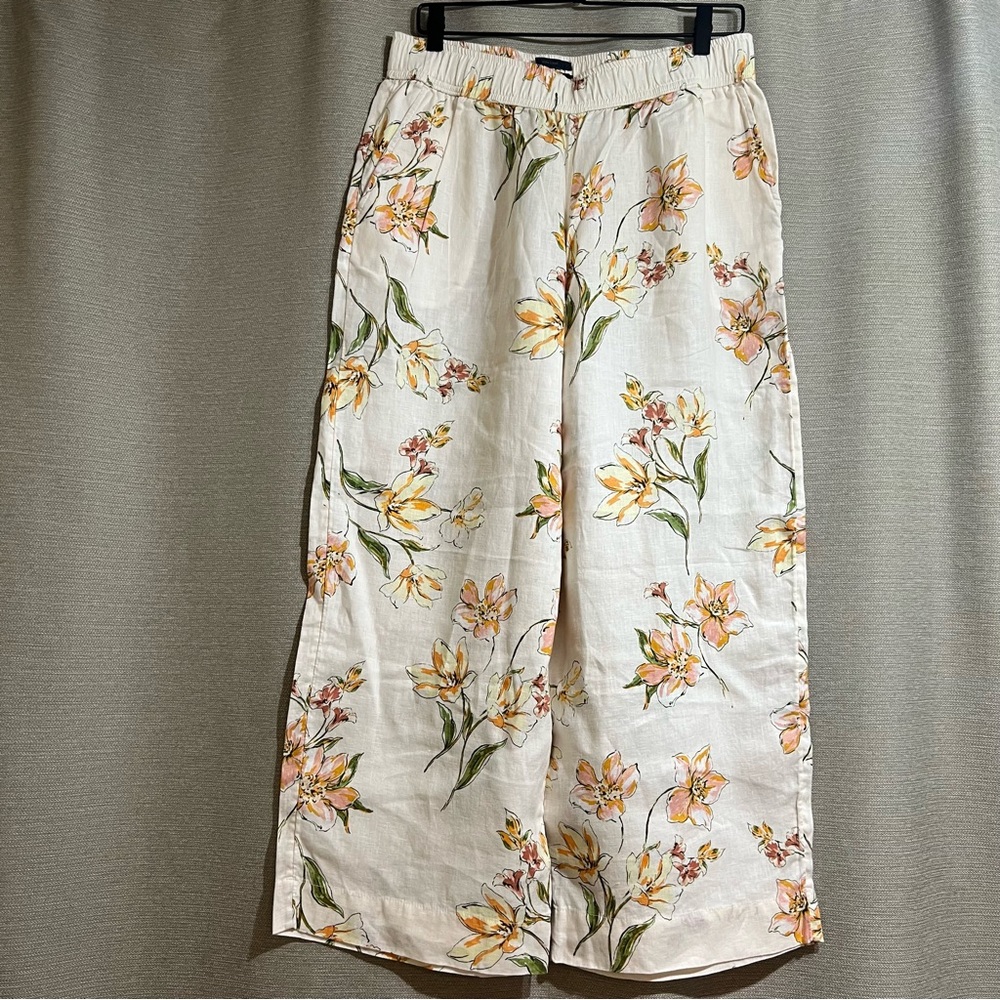 Rachel Rachel Roy 100% Linen Wide Leg Floral Pants - Resortwear Size Large